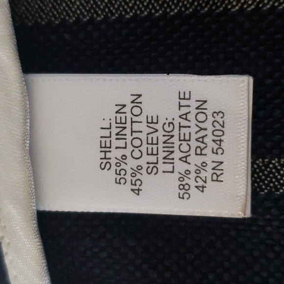 Banana Republic Womens Blazer Navy Blue With Ivory Stripe Italian Linen Sz10 - Picture 11 of 16